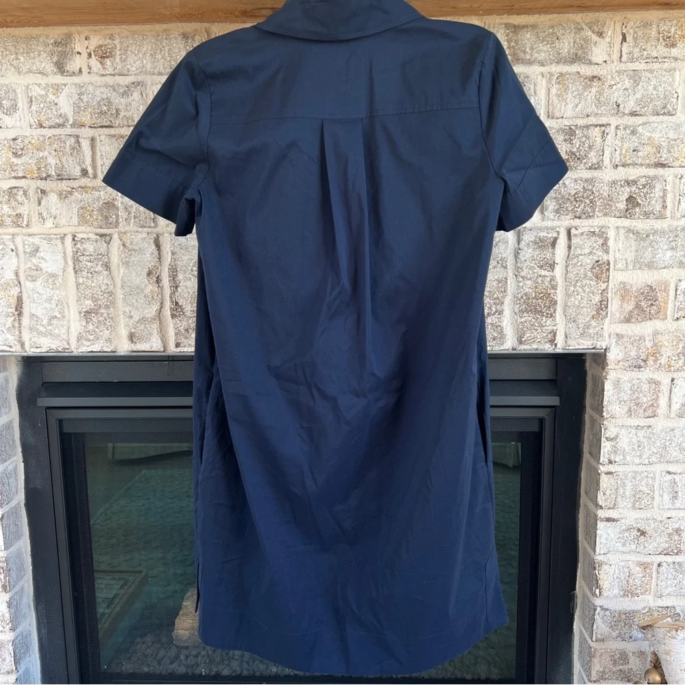 Diane Von Furstenberg Dress Navy Blue Short Sleeve Shirt Dress 6 DVF Designer - Picture 7 of 14
